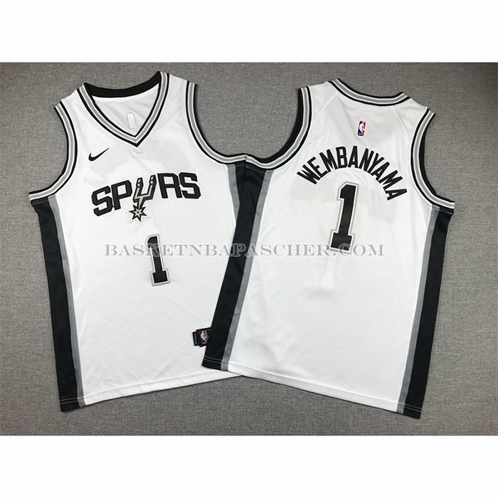 Maillot Enfant San Antonio Spurs Victor Wembanyama NO 1 Association 2022-23 Blanc